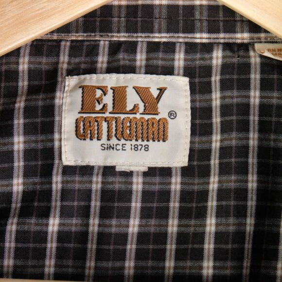 Vintage Western Shirt Mens Large Black White Plaid Short Sleeve Pearl Snap - Picture 6 of 7